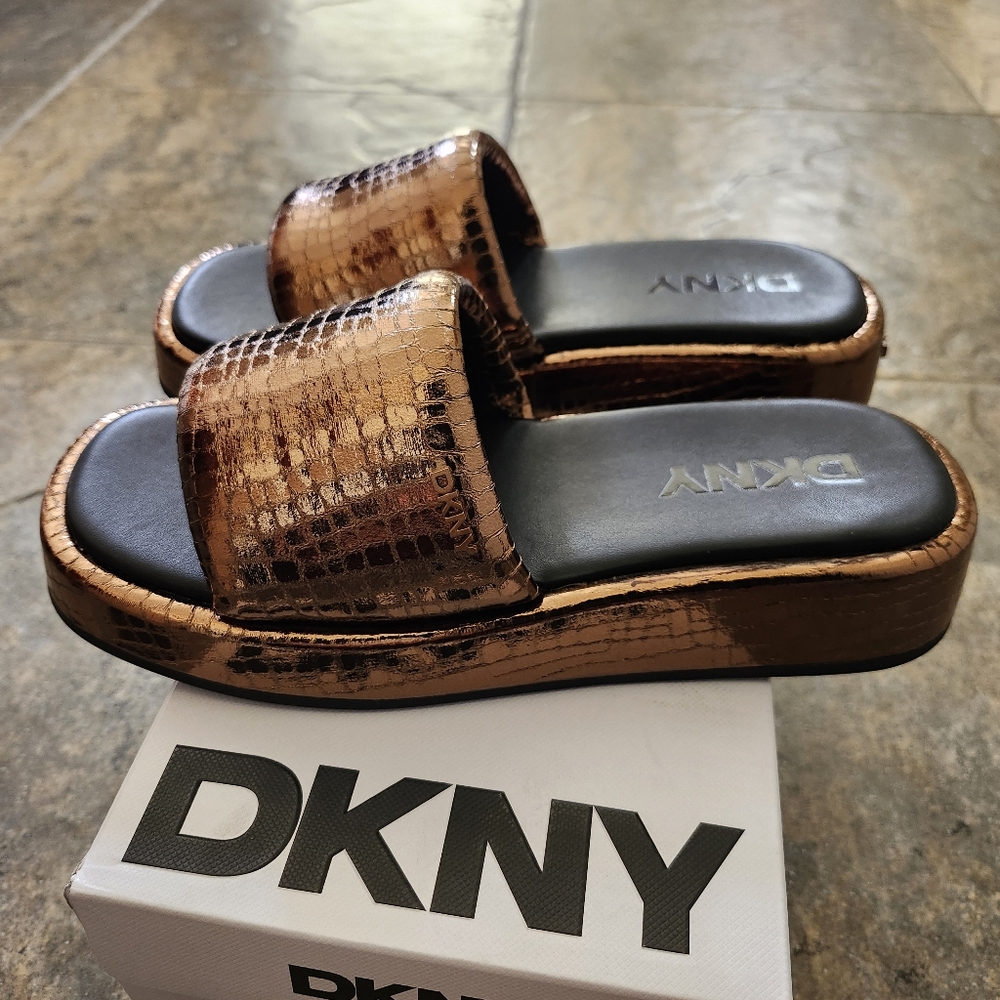 DKNY Platform Slide Sandals, Bronze, 8.5